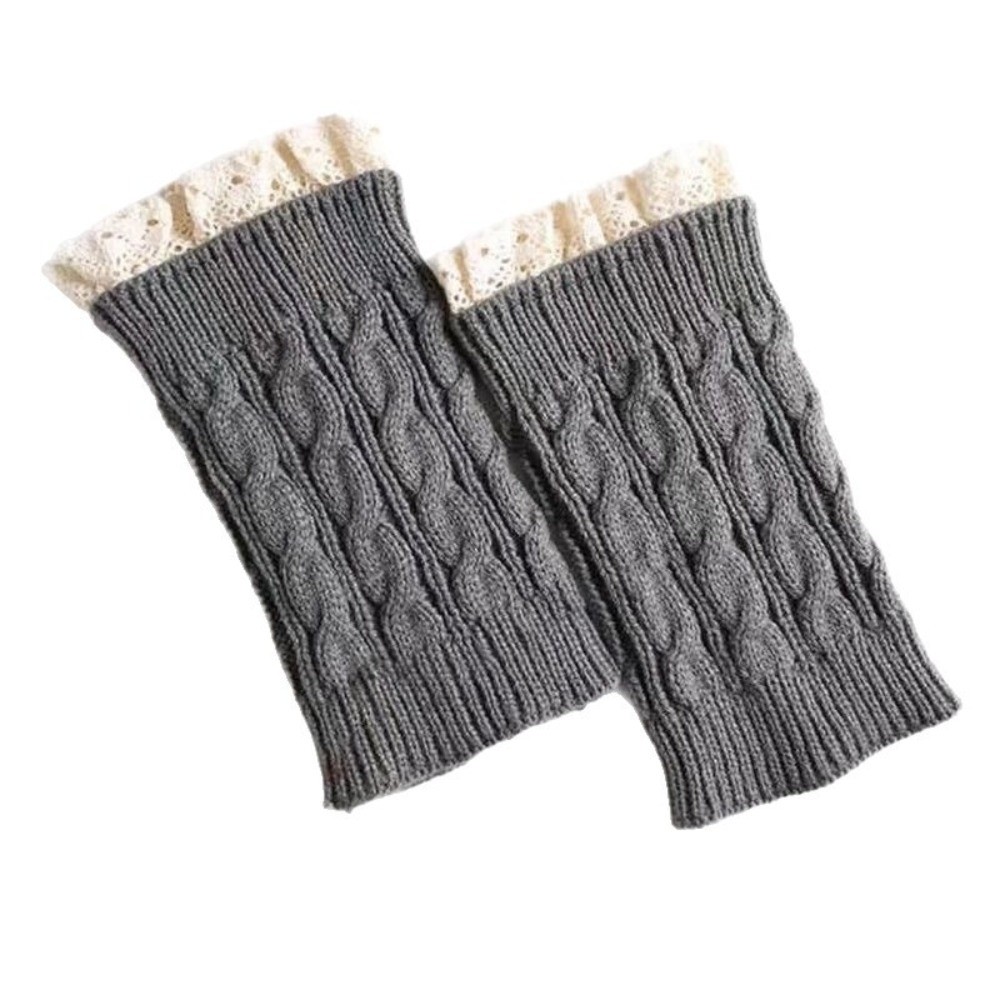 Boot Sock Slouchy - Vintage Lace Ruffle Hem Knit Leg