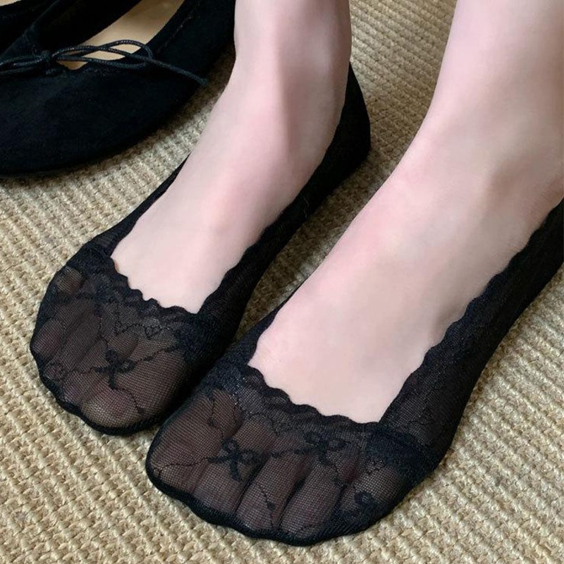 Bow Lace Trim Boat Socks for W - Invisibility Sock Loafer recension och pris